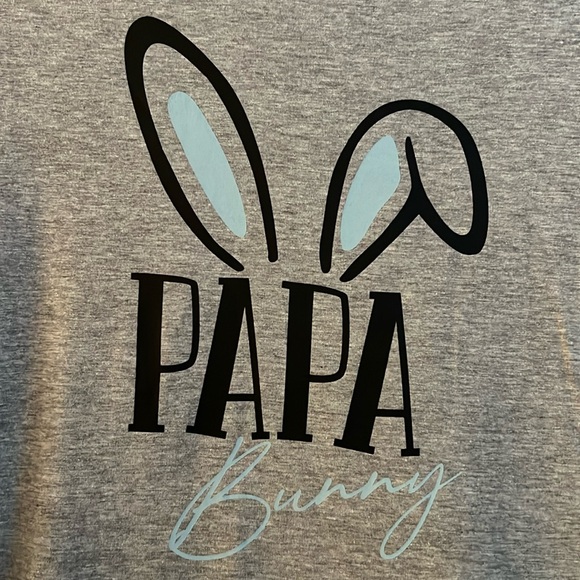PAPA BUNNY Tee * EASTER T-Shirt * Gray with Black and Blue * L * Easter Bunny * - Picture 2 of 4